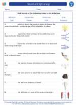 sound and light energy 5th grade science worksheets and answer key