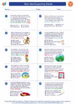 English Language Arts - Third Grade - Worksheet: Main Idea/Supporting Details
