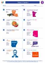 Social Studies - Fourth Grade - Worksheet: States & Capitals I