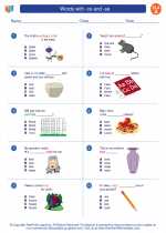 English Language Arts - First Grade - Worksheet: Words with -ce and -se