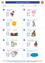 English Language Arts - Third Grade - Worksheet: High Frequency Words I