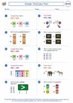 Mathematics - Third Grade - Worksheet: Greater Than/Less Than