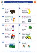 English Language Arts - Fourth Grade - Worksheet: Title/Author in Well Known Literature