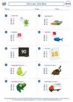 Mathematics - First Grade - Worksheet: One Less, One More