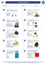 Science - Fifth Grade - Worksheet: Energy resources