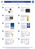 Science - Seventh Grade - Worksheet: Energy and energy resources