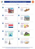 English Language Arts - Eighth Grade - Worksheet: Adding New Words to Our Language 
