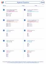 Mathematics - Seventh Grade - Worksheet: Algebraic Equations