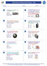 Physics - High School - Worksheet: Electricity and Electrical Energy - Set I