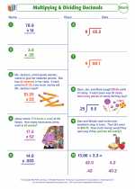 Mathematics - Fifth Grade - Worksheet: Multipying & Dividing Decimals