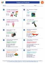 English Language Arts - Third Grade - Worksheet: Subject and Predicate