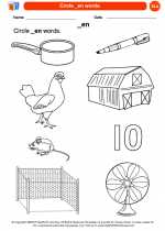 English Language Arts - Kindergarten - Worksheet: Circle _en words.