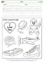 Mathematics - Kindergarten - Worksheet: Red