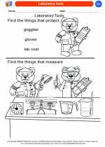 Science - Kindergarten - Worksheet: Laboratory tools