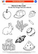 Science - Kindergarten - Worksheet: Natural and Manmade