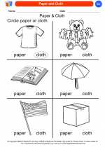 Science - Kindergarten - Worksheet: Paper and Cloth