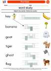 English Language Arts - Kindergarten - Worksheet: Word Study