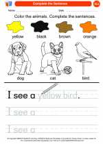 English Language Arts - Kindergarten - Worksheet: Complete the Sentence