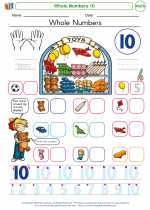 Mathematics - Kindergarten - Worksheet: Whole Numbers 10