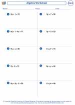 Mathematics - Sixth Grade - Worksheet: Algebraic Equations