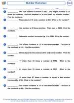 Mathematics - Fifth Grade - Worksheet: Number Problems