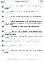 Mathematics - Fifth Grade - Worksheet: Number Problems