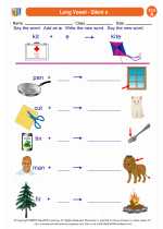 English Language Arts - First Grade - Worksheet: Long Vowel - Silent e