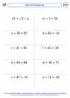 Mathematics - Seventh Grade - Worksheet: Algebraic Equations