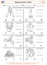 English Language Arts - First Grade - Worksheet: Beginning Letters - Winter
