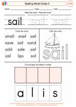 English Language Arts - Third Grade - Worksheet: Spelling Words