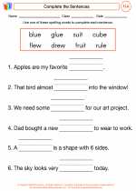 English Language Arts - First Grade - Worksheet: Complete the Sentences