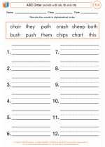 English Language Arts - Third Grade - Worksheet: ABC Order (words with sh, th and ch)