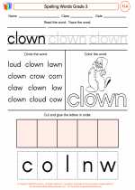 English Language Arts - Third Grade - Worksheet: Spelling Words