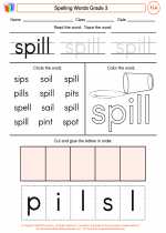 English Language Arts - Third Grade - Worksheet: Spelling Words