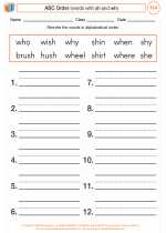 English Language Arts - Third Grade - Worksheet: ABC Order (words with sh and wh)