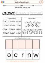 English Language Arts - Third Grade - Worksheet: Spelling Words