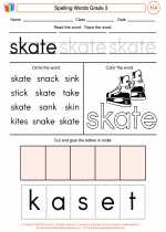 English Language Arts - Third Grade - Worksheet: Spelling Words