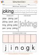 English Language Arts - Third Grade - Worksheet: Spelling Words