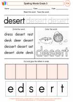 English Language Arts - Third Grade - Worksheet: Spelling Words