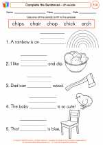 English Language Arts - First Grade - Worksheet: Complete the Sentences