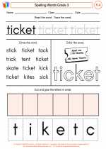 English Language Arts - Third Grade - Worksheet: Spelling Words