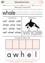 English Language Arts - Third Grade - Worksheet: Spelling Words