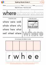 English Language Arts - Third Grade - Worksheet: Spelling Words