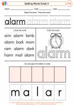 English Language Arts - Third Grade - Worksheet: Spelling Words