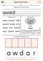 English Language Arts - Third Grade - Worksheet: Spelling Words