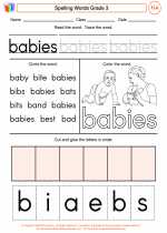 English Language Arts - Third Grade - Worksheet: Spelling Words