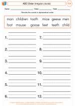 English Language Arts - Third Grade - Worksheet: ABC Order (irregular plurals)