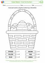 Mathematics - Kindergarten - Worksheet: Easter Basket - Color the Numbers