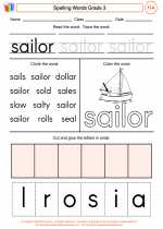 English Language Arts - Third Grade - Worksheet: Spelling Words