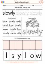 English Language Arts - Third Grade - Worksheet: Spelling Words